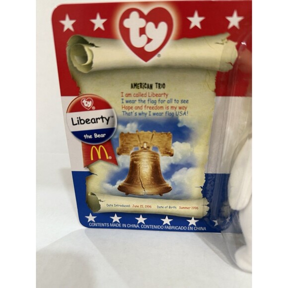 2000 McDonalds Ty Beanie Babies American Trio Lefty Righty & Libearty NEW - Picture 9 of 13